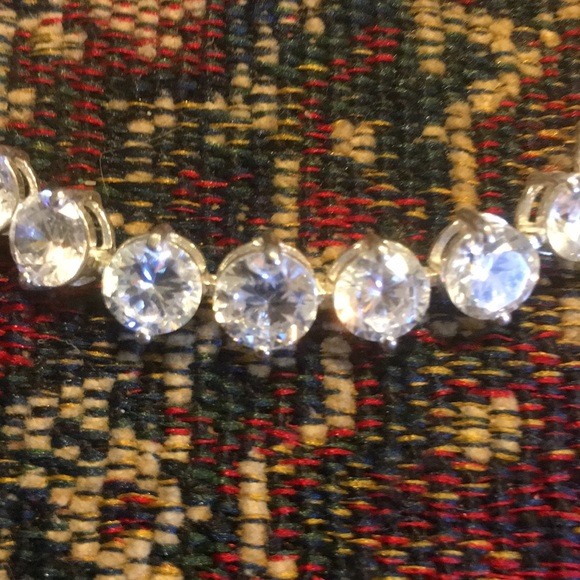 Sterling Silver Brilliant Round Cubic Zirconia Graduated Tennis Bracelet Signed - Picture 6 of 12